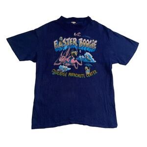 Vintage 80s Easter Bunny Coolidge AZ Parachute Center Skydiving Boogie T-shirt